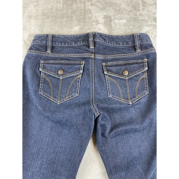 Ann Taylor Denim - Ann Taylor LOFT Jeans Women's Flare Dark Size 4 Snap Flat Back pockets 30x32